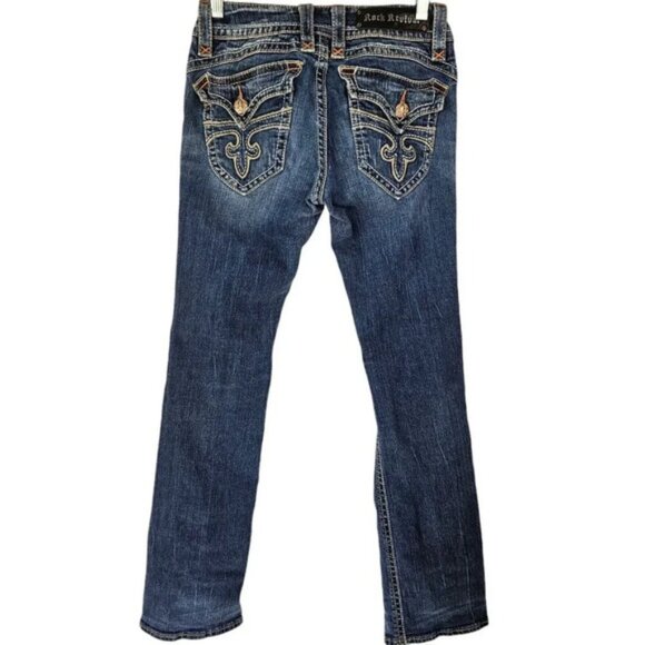 Rock Revival Women's Denim Patti Embroidered Flap Pocket Boot Jeans Size 27 - Picture 12 of 16